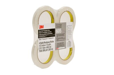 Scotch(R) Specialty Packaging  Tape 605 Clear, 1/2 in x 72 yd