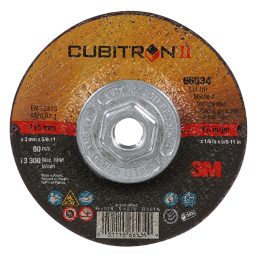 3M(TM) Cubitron(TM) II Cut-Off T27 QC,(66534) 4.5x.125x5/8-11in
