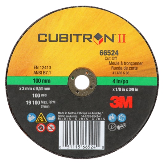 3M(TM) Cubitron(TM) II Cut-Off Whl T1,(66524) 4x.125x3/8in