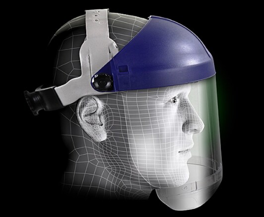 3M(TM) Ratchet Headgear with Clear Chin Protector HCP8, Head and