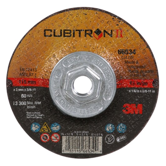 3M(TM) Cubitron(TM) II Cut-Off T27 QC,(66534) 4.5x.125x5/8-11in
