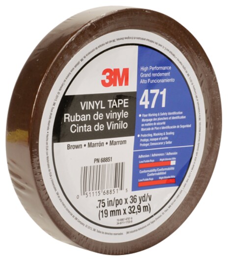 3M(TM) Vinyl Tape 471 Brown, 3/4 in x 36 yd