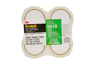 3M(TM) Specialty Packaging Tape 5910 Clear, 1/2 in x 72 yds