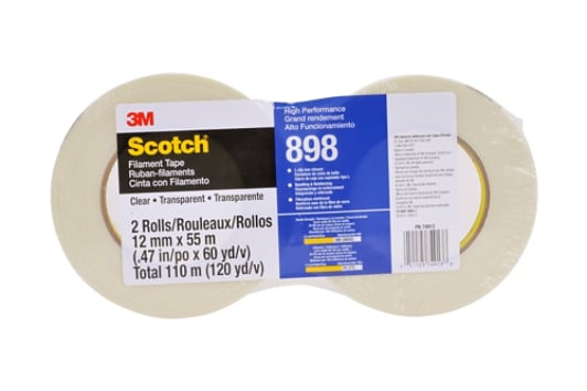Scotch(R) Filament Tape 898 Clear, 12 mm x 55 m