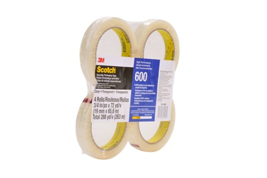 Scotch(R) Specialty Packaging Tape 600 Clear, 3/4 in x 72 yd
