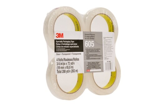 Scotch(R) Specialty Packaging  Tape 605 Clear, 3/4 in x 72 yd