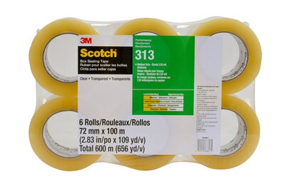 Scotch(R) Performance Box Sealing Tape 313 PK6 Clear