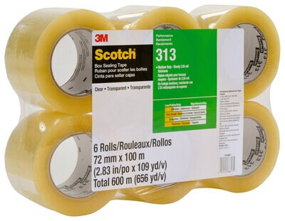Scotch(R) Performance Box Sealing Tape 313 PK6 Clear