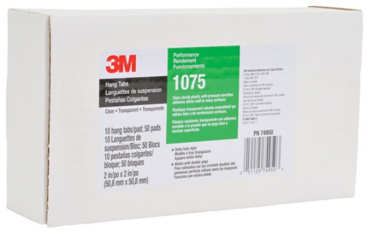 3M(TM) Hang Tab 1075 Clear, 2 in x 2 in