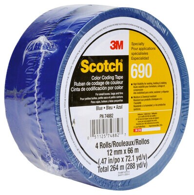 Scotch(R) Color Coding  Tape 690 Blue, 12 mm x 66 m
