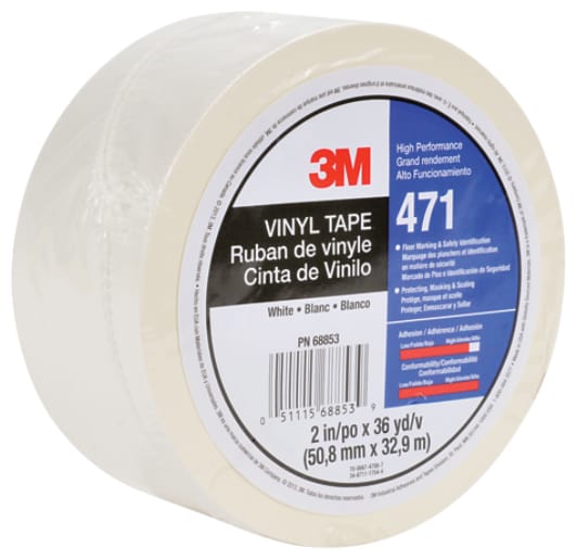 3M(TM) Vinyl Tape 471 White, 2 in x 36 yd