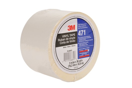 3M(TM) Vinyl Tape 471 White, 3 in x 36 yd
