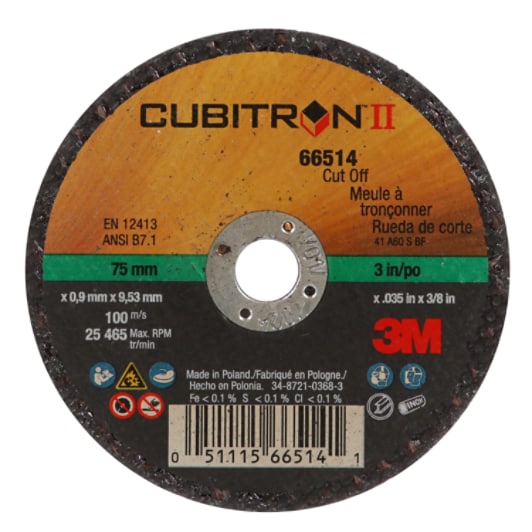 3M(TM) Cubitron(TM) II Cut-Off Whl T1,(66514) 3x.035x3/8in