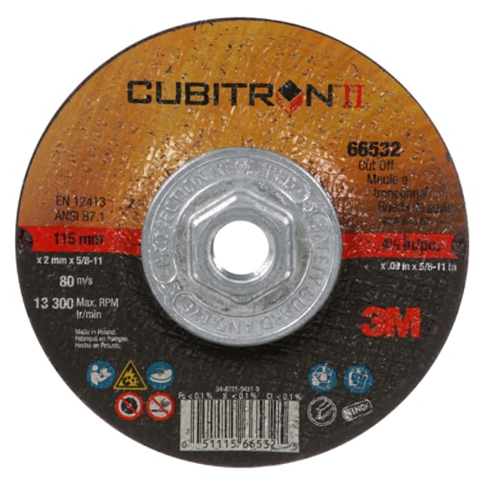 3M(TM) Cubitron(TM) II Cut-Off T27 QC,(66532) 4.5x.09x5/8-11in