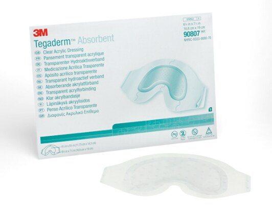 Tegaderm Absorbent Clear Acrylic Dressing, 90807 - white bkgd