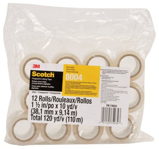 Scotch(R) Fingerprint Lifting Tape 8004 Clear, 1-1/2 in x 10 yd