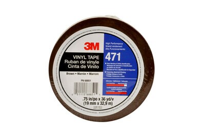 3M(TM) Vinyl Tape 471 Brown, 3/4 in x 36 yd