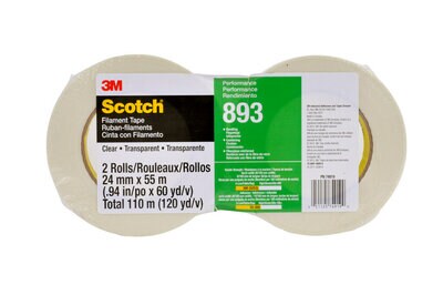Scotch(R) Filament Tape 893 Clear, 24 mm x 55 m