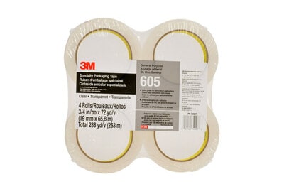 Scotch(R) Specialty Packaging  Tape 605 Clear, 3/4 in x 72 yd