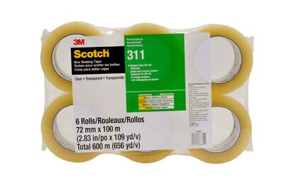 Scotch(R) Performance Box Sealing Tape 311 PK6 Clear