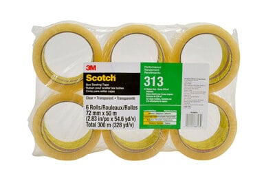 Scotch(R) Performance Box Sealing Tape 313 PK6 Clear