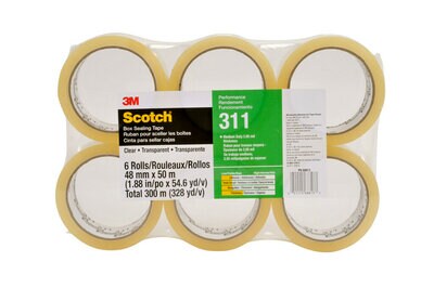 Scotch(R) Performance Box Sealing Tape 311 PK6 Clear