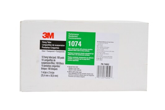3M(TM)  Hang Tab 1074 Clear, 1 in x 2 in