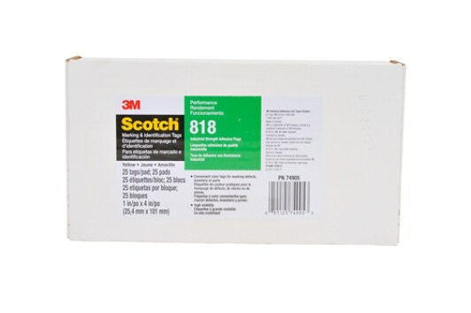 3M(TM)  Marking and Identification Tags 818 Yellow, 1 in x 4 in
