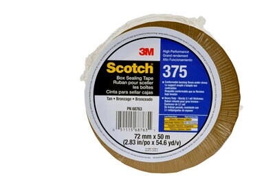 Scotch(R) High Peformance Box Sealing Tape 375 Tan, 72 mm x 50 m
