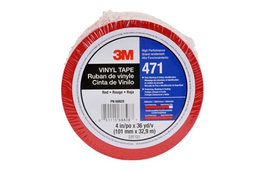 3M(TM) Vinyl Tape 471 Red, 4 in x 36 yd