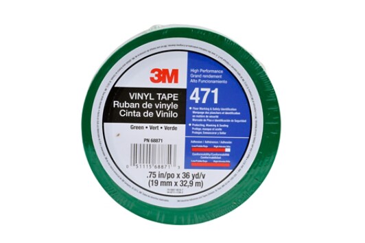3M(TM) Vinyl Tape 471 Green, 3/4 in x 36 yd