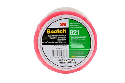 Scotch(R) Label Protection Tape 821 Pink, 4 in x 72 yd