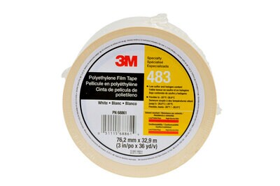 3M(TM) Polyethylene Film Tape 483 White, 3 in x 36 yd