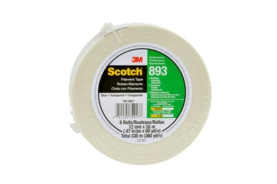 Scotch(R) Filament Tape 893 Clear, 12 mm x 55 m