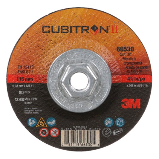 3M(TM) Cubitron(TM) II Cut-Off T27 QC,(66530) 4.5x.045x5/8-11in