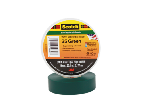 3M(TM) Scotch(R) Vinyl Electrical Tape 35, new packaging, Green