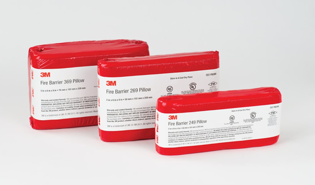 3M™ Fire Barrier Pillows are self-contained, intumescent products designed for use in through-penetration firestops, providing up to 3 hours of protection. This fire barrier pillow expands to form a hard char that tightly seals against flame spread, smoke and toxic gases. We also engineered this pro