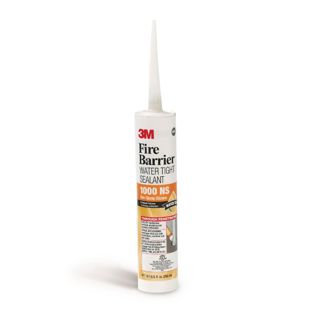 Our 3M™ Fire Barrier Water Tight Sealant 1000 NS is a ready-to-use, single component, neutral cure, silicone sealant that cures upon exposure to atmospheric humidity to form a flexible firestop seal. Our water tight sealants help control the spread of fire, smoke and noxious gases before, during and