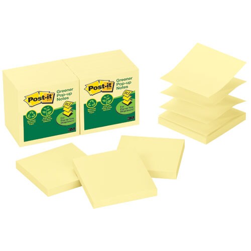 Post-it(R) Pop-up Notes R330RP-12YW, 3 in x 3 in Canary Yellow