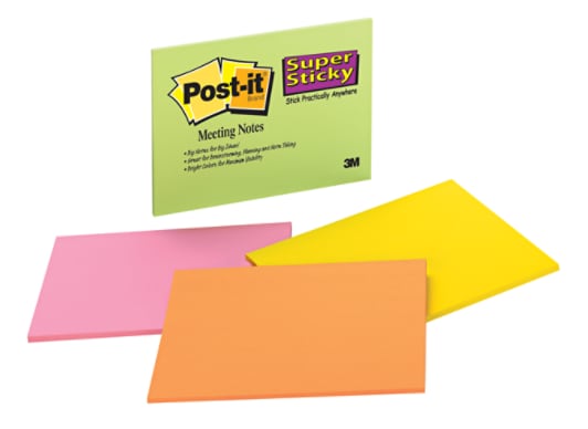  Post-it(R) Super Sticky Notes 6845-SSP, 8 in x 6 in (203 mm x 152 mm) Assorted Brights