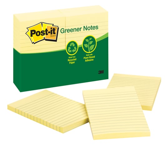 Post-it(R) Notes 660-RP, 4 in x 6 in Canary Yellow