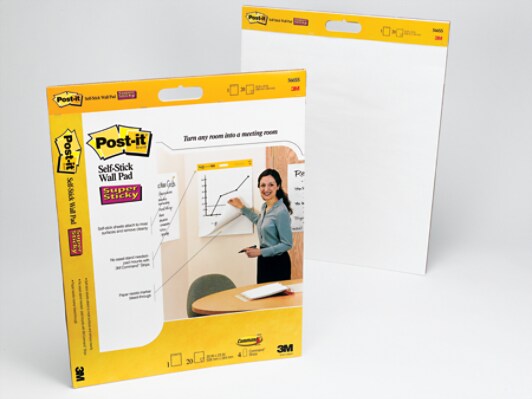 Post-it(R) Self-Stick Wall Pad 566, 20 in x 23 in x .25 in (50.8 cm x 58.4 cm) White 2 pks/cs