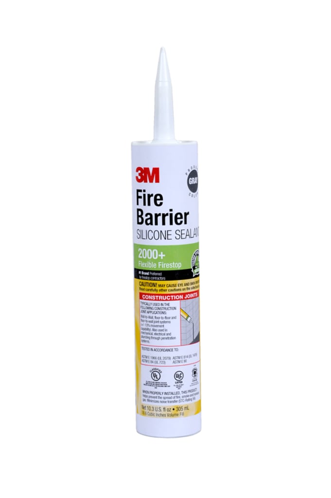 3M™ Fire Barrier Silicone Sealant 2000+ is an elastomeric, ready-to-use, single-component, neutral-cure silicone sealant that cures upon exposure to atmospheric humidity. We designed this sealant to form a flexible firestop seal that also acts as a barrier to airborne sound transmission. This produc