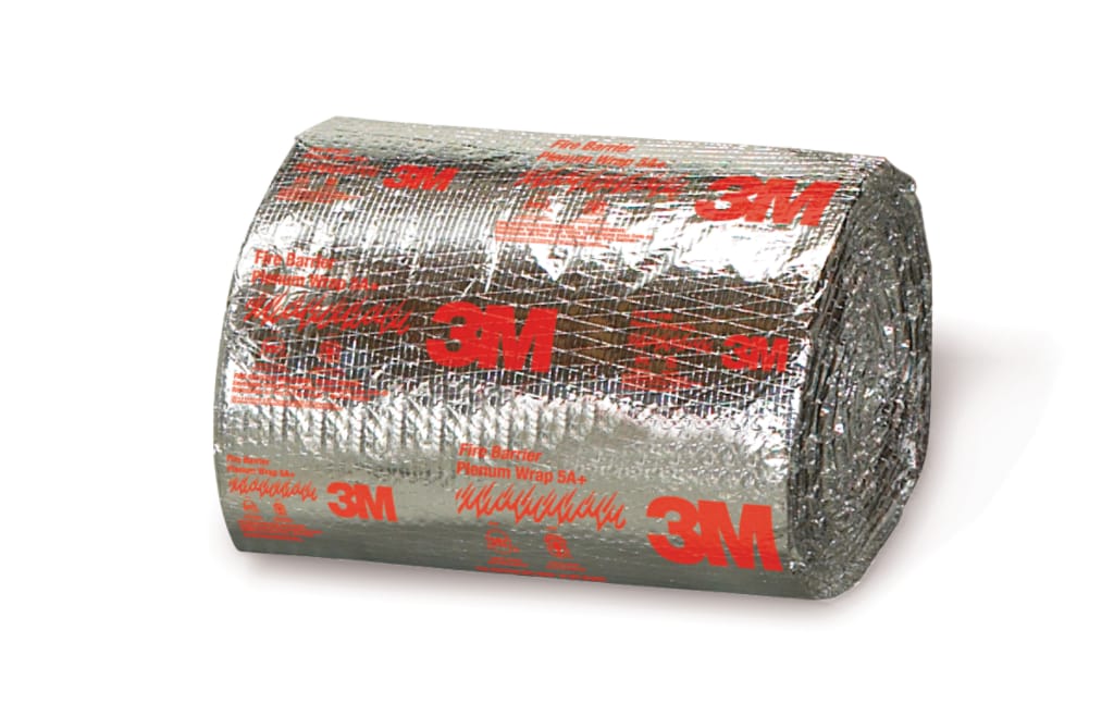 3M™ Fire Barrier Plenum Wrap 5A+ is a fire-resistant wrap that consists of an inorganic fiber blanket encapsulated with a scrim-reinforced foil. We designed this plenum wrap as a strong, lightweight and flexible material for easy installation. This product is engineered to create a fire-resistive en