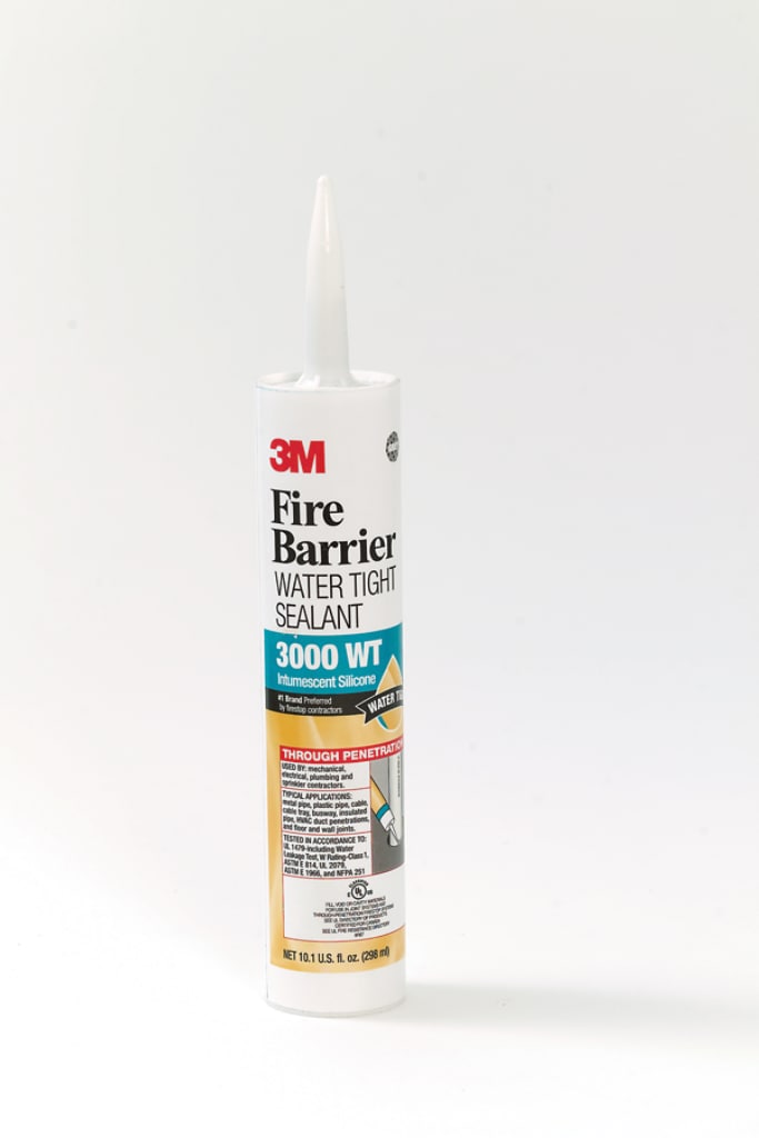 3M™ Fire Barrier Water Tight Sealant 3000 WT is a gun-grade, intumescent, silicone, elastomeric sealant that cures upon exposure to the atmosphere to form a monolithic flexible firestop seal. Properly installed, this sealant helps control the spread of fire, smoke and noxious gasses before, during a