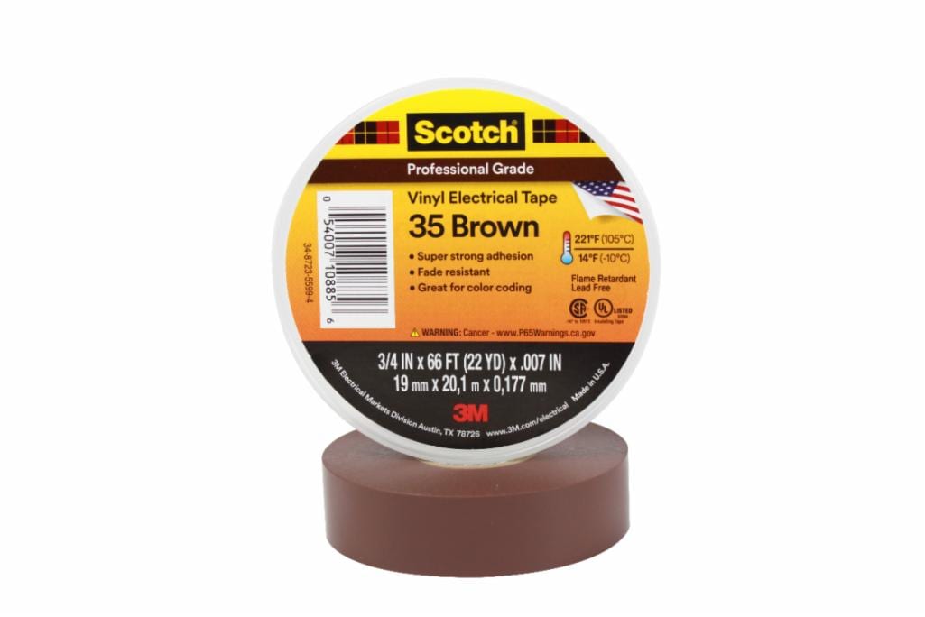 3-M 35-BROWN-3/4X66FT BROWN VINYL TAPE 3/4-INCH X 66-FEET