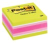 Post-it® Notes Cube, 3 in x 3 in, Assorted Bright Colors, 400 Sheets/Cube