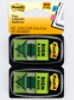 Post-it® Message Flags, "Sign and Date", Bright Green, 1 in, 100/Disp, 2/Pack