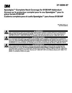 3M Speedglas Complete Neck Coverage for 9100 MP Addendum to User Instruction