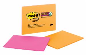 Post-it Super Sticky Notes 6845-SSP-2PK, 8 in x 6 in (203 mm x 152 mm) Rio de Janeiro Collection, Lined, 2 Pads/Packimage